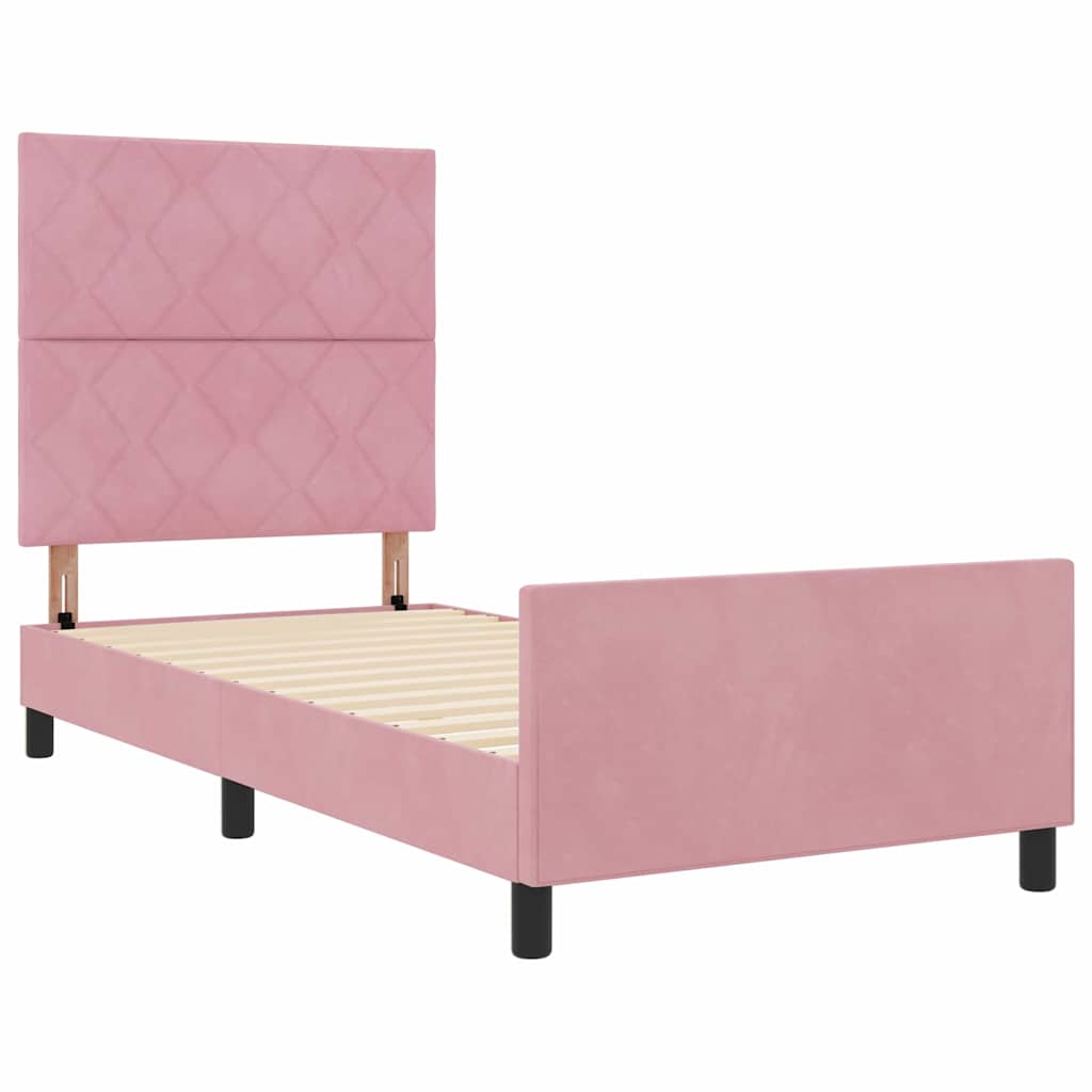 vidaXL Κρεβάτι με ελατήρια με κεφαλάρι Ροζ 100 x 200 cm Βελούδο