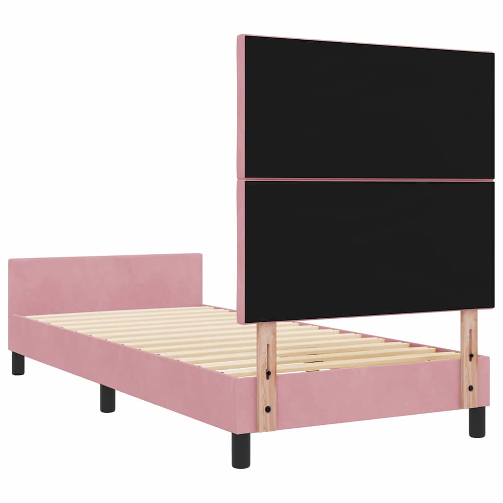 vidaXL Κρεβάτι με ελατήρια με κεφαλάρι Ροζ 100 x 200 cm Βελούδο