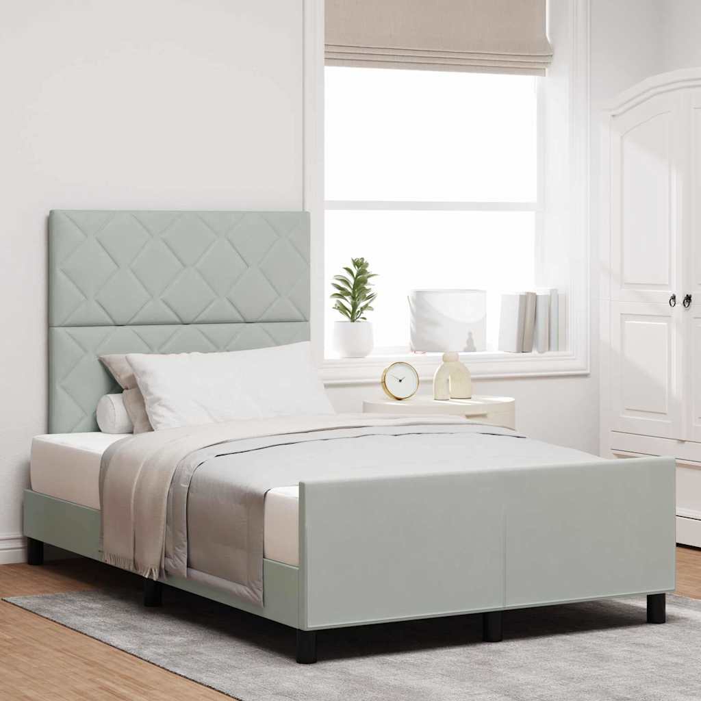 vidaXL Κρεβάτι με ελατήρια Ανοιχτό γκρι 120 x 190 cm Βελούδο
