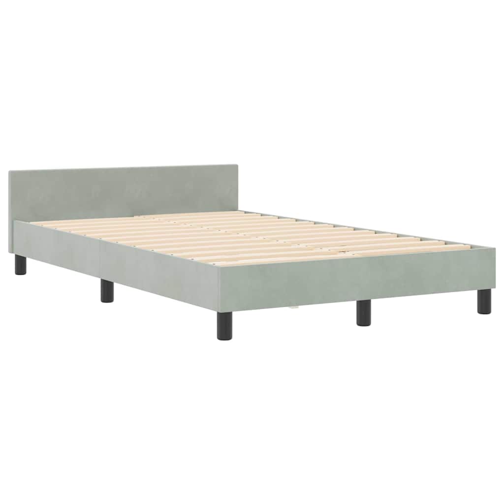 vidaXL Κρεβάτι με ελατήρια Ανοιχτό γκρι 120 x 190 cm Βελούδο