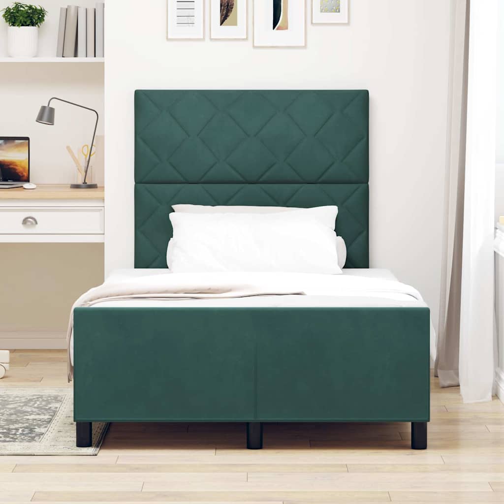 vidaXL Κρεβάτι με ελατήρια Σκούρο Πράσινο 120 x 190 cm Βελούδο