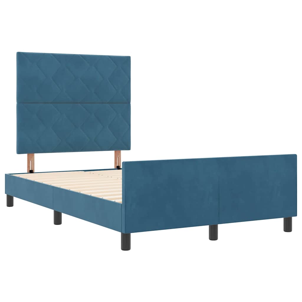 vidaXL Κρεβάτι με ελατήρια Σκούρο Μπλε 120 x 190 cm Βελούδο