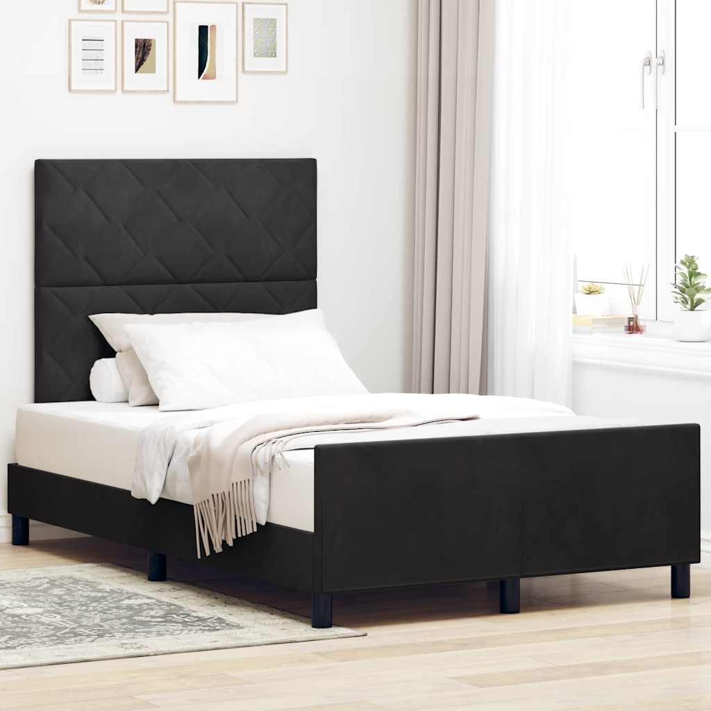 vidaXL Κρεβάτι με ελατήρια με κεφαλάρι Μαύρο 120 x 200 cm Βελούδο