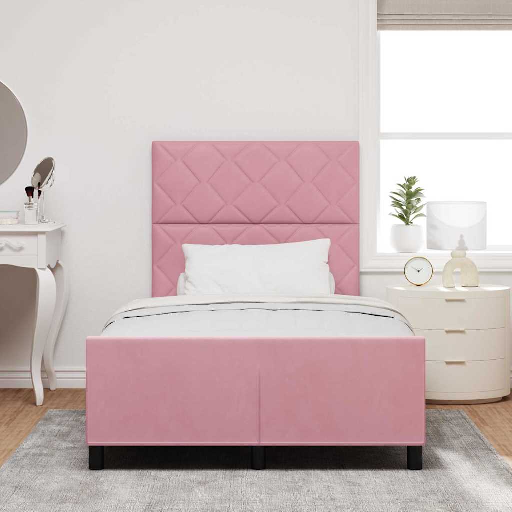 vidaXL Κρεβάτι με ελατήρια με κεφαλάρι Ροζ 120 x 200 cm Βελούδο