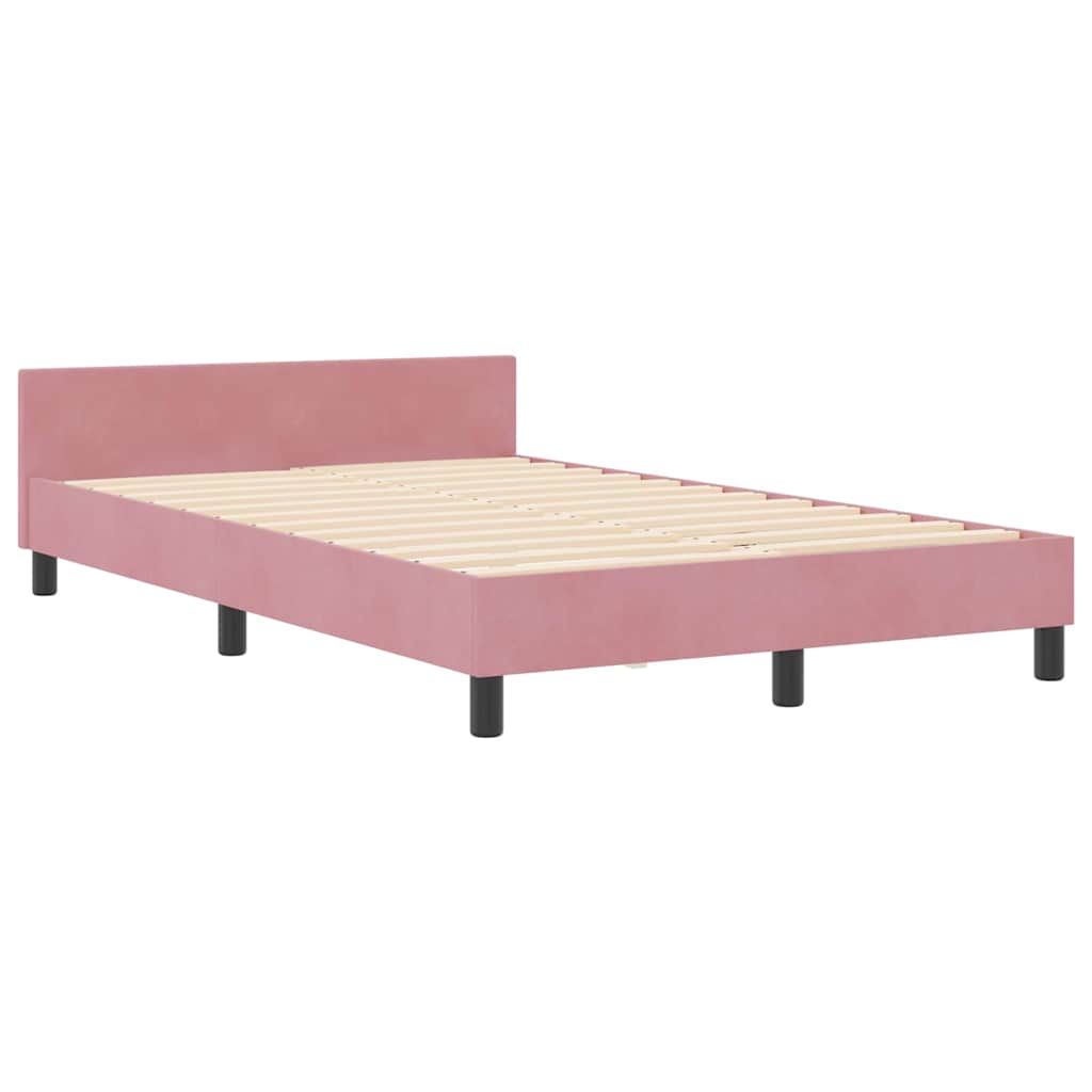 vidaXL Κρεβάτι με ελατήρια με κεφαλάρι Ροζ 120 x 200 cm Βελούδο