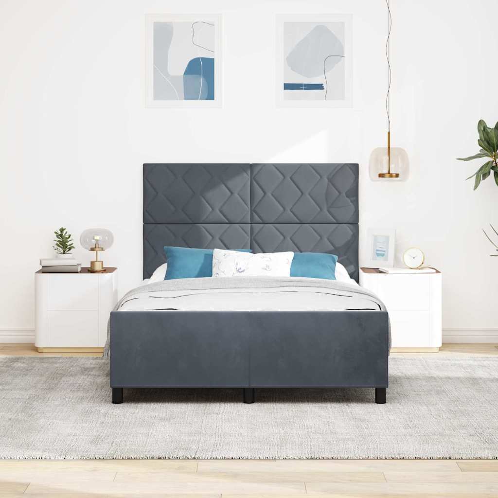 vidaXL Κρεβάτι με ελατήρια Σκούρο γκρι 140 x 200 cm Βελούδο