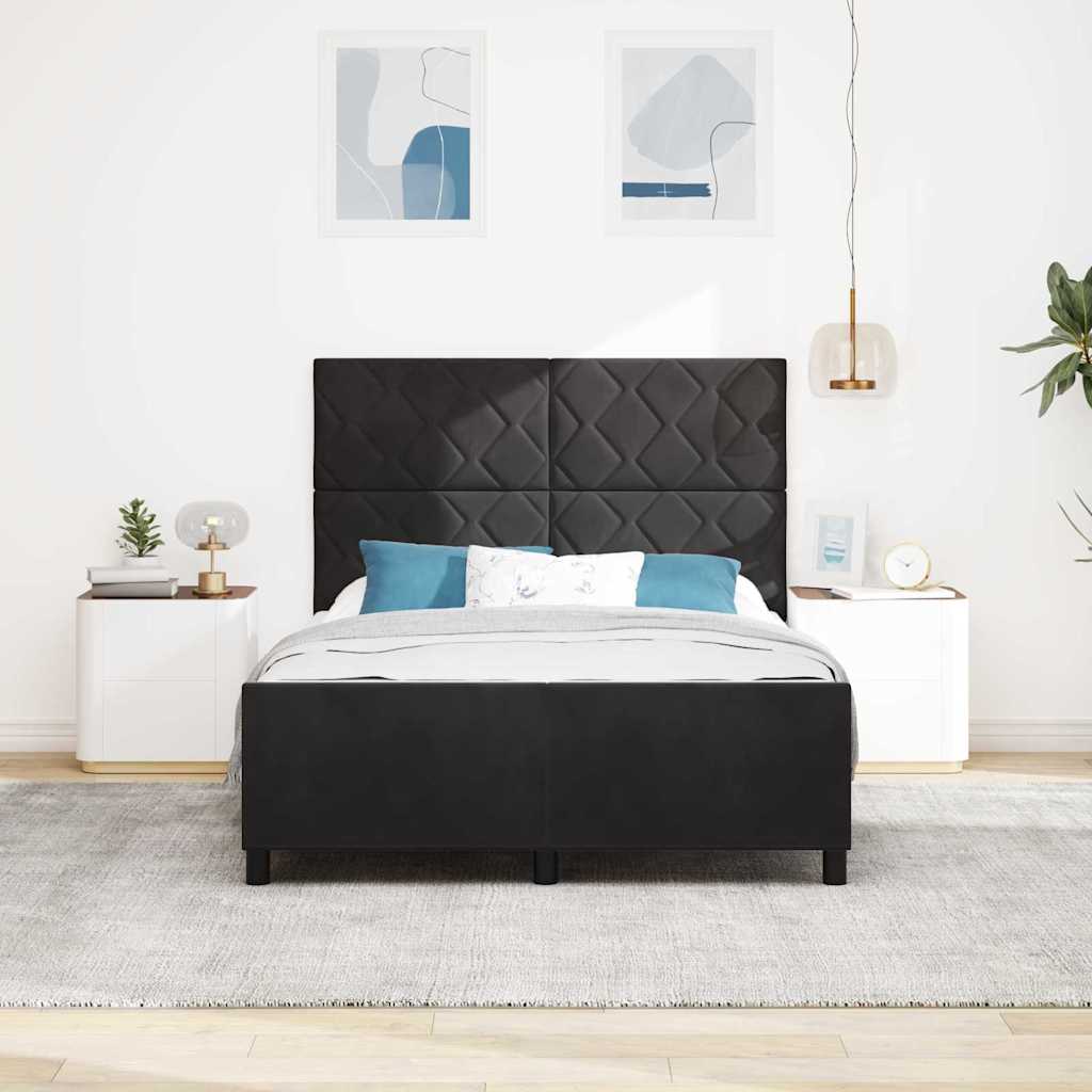 vidaXL Κρεβάτι με ελατήρια με κεφαλάρι Μαύρο 140 x 200 cm Βελούδο