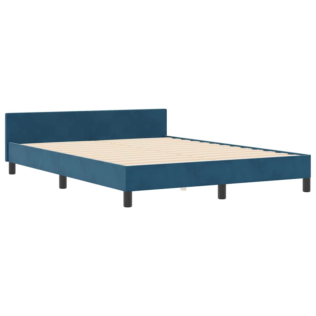 vidaXL Κρεβάτι με ελατήρια Σκούρο Μπλε 140 x 200 cm Βελούδο