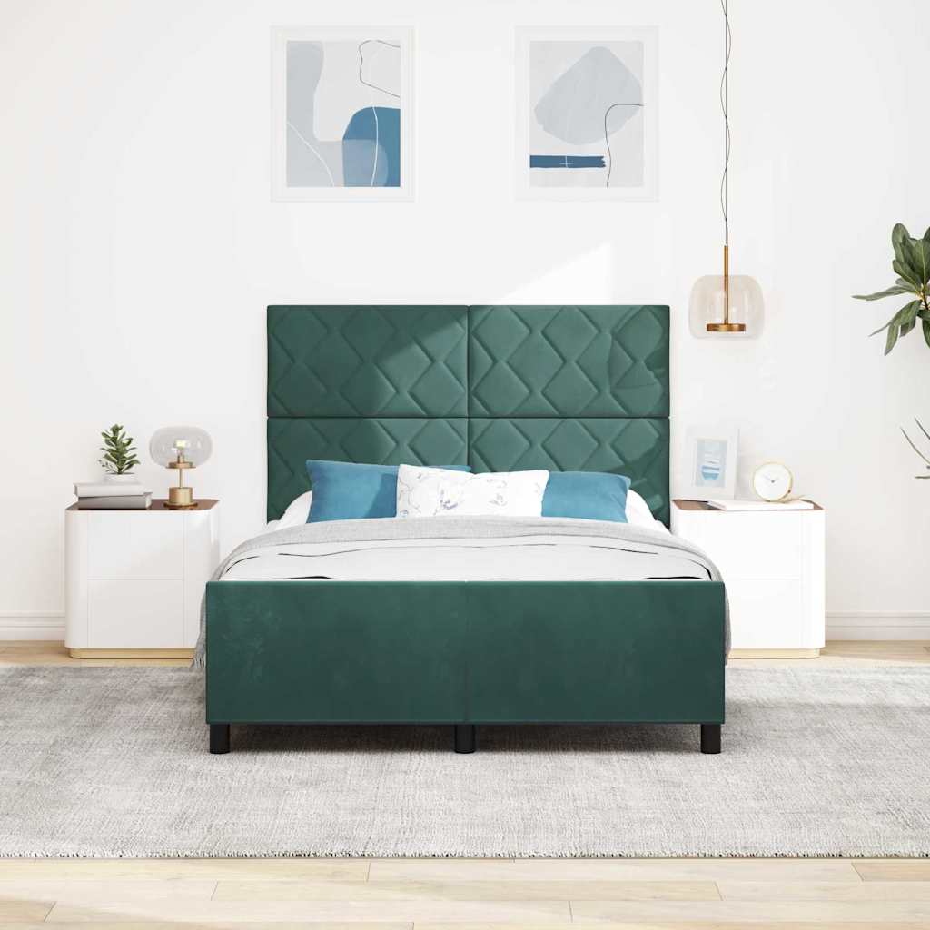 vidaXL Κρεβάτι με ελατήρια Σκούρο Πράσινο 160 x 200 cm Βελούδο