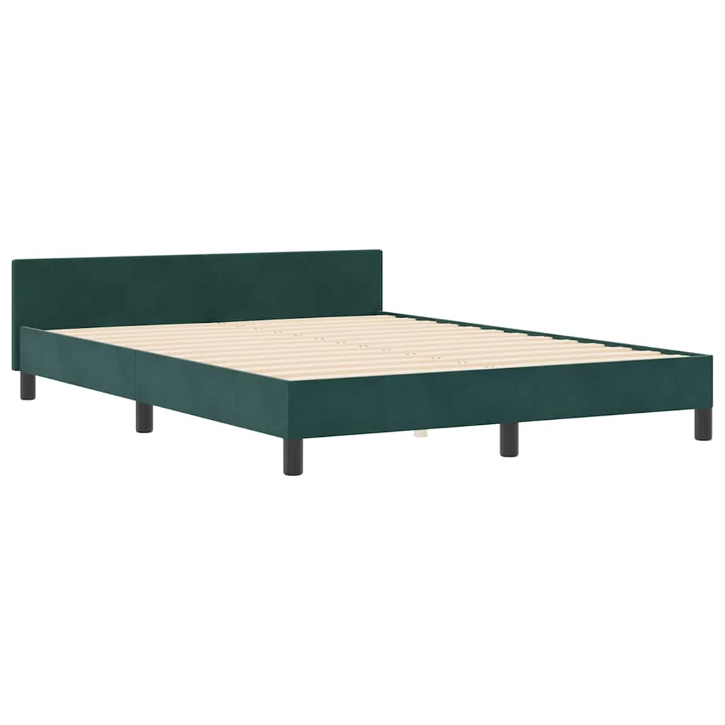 vidaXL Κρεβάτι με ελατήρια Σκούρο Πράσινο 160 x 200 cm Βελούδο