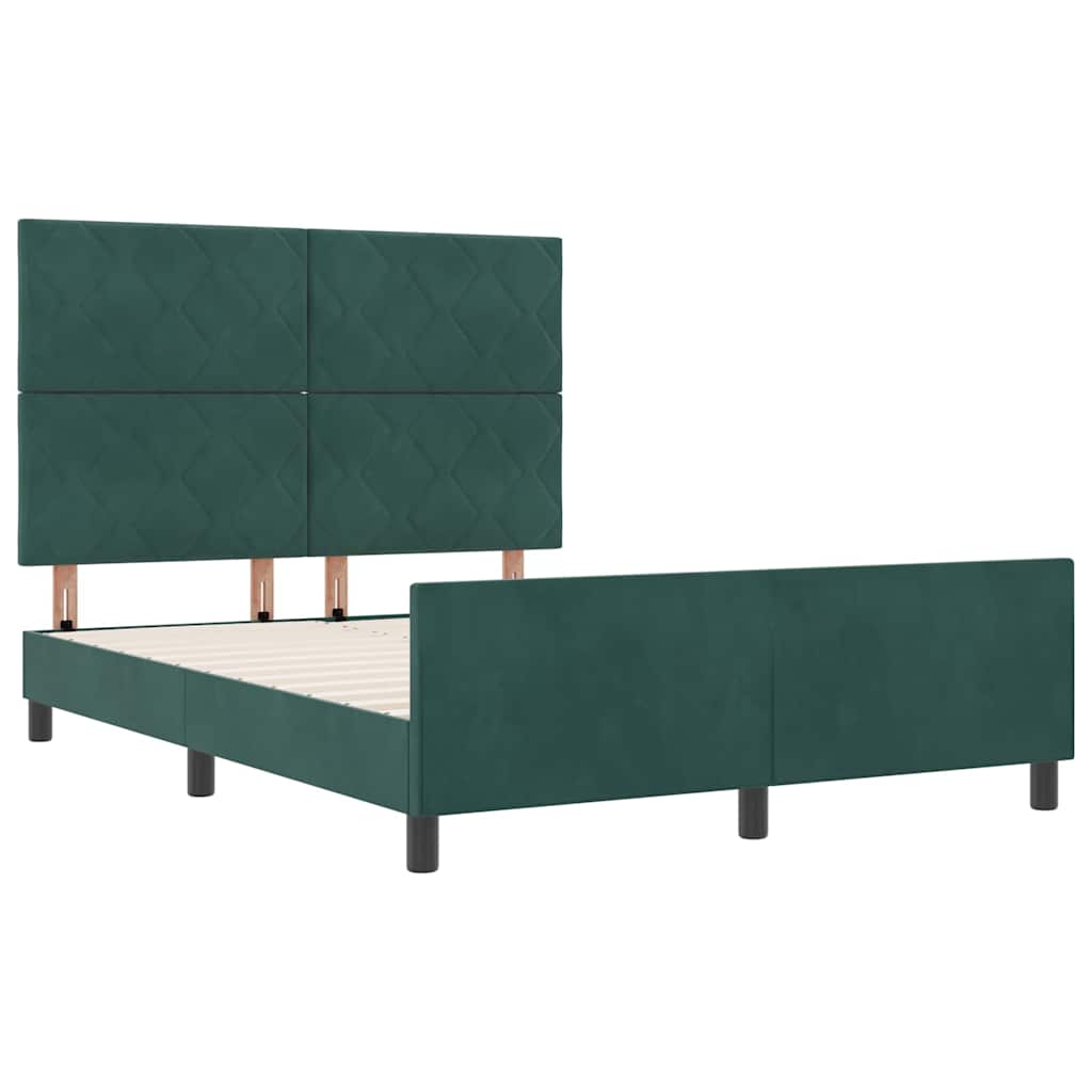 vidaXL Κρεβάτι με ελατήρια Σκούρο Πράσινο 160 x 200 cm Βελούδο