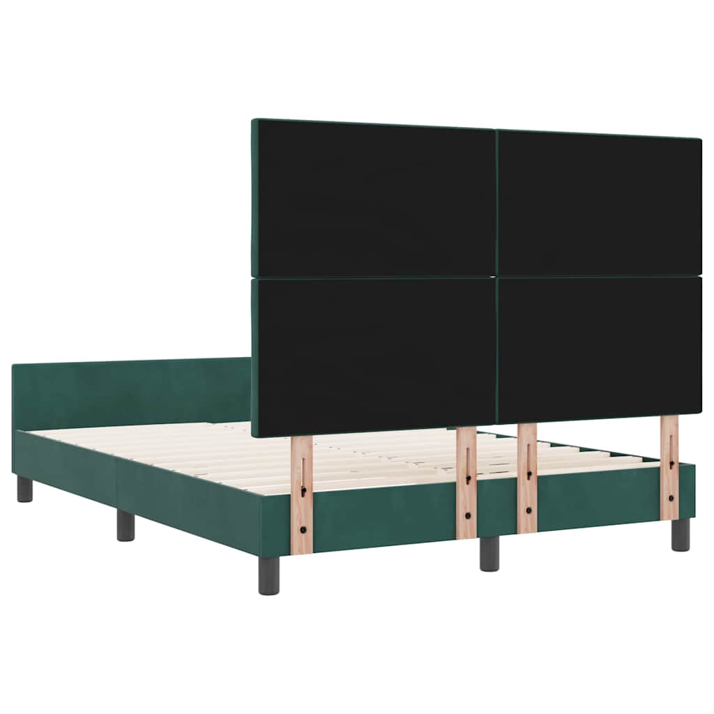 vidaXL Κρεβάτι με ελατήρια Σκούρο Πράσινο 160 x 200 cm Βελούδο