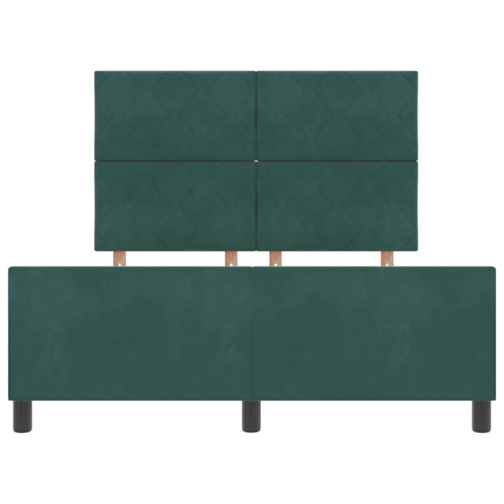 vidaXL Κρεβάτι με ελατήρια Σκούρο Πράσινο 160 x 200 cm Βελούδο