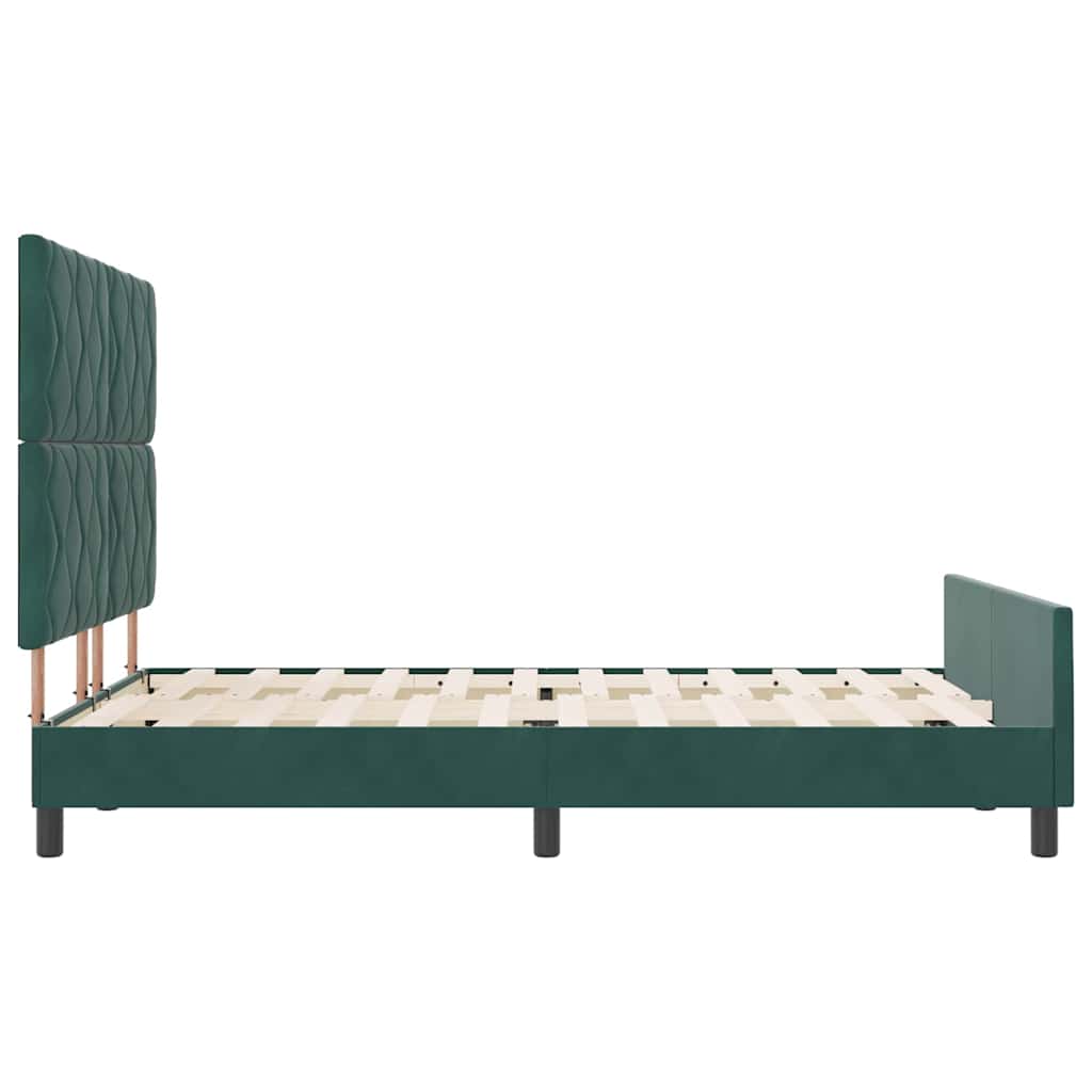 vidaXL Κρεβάτι με ελατήρια Σκούρο Πράσινο 160 x 200 cm Βελούδο