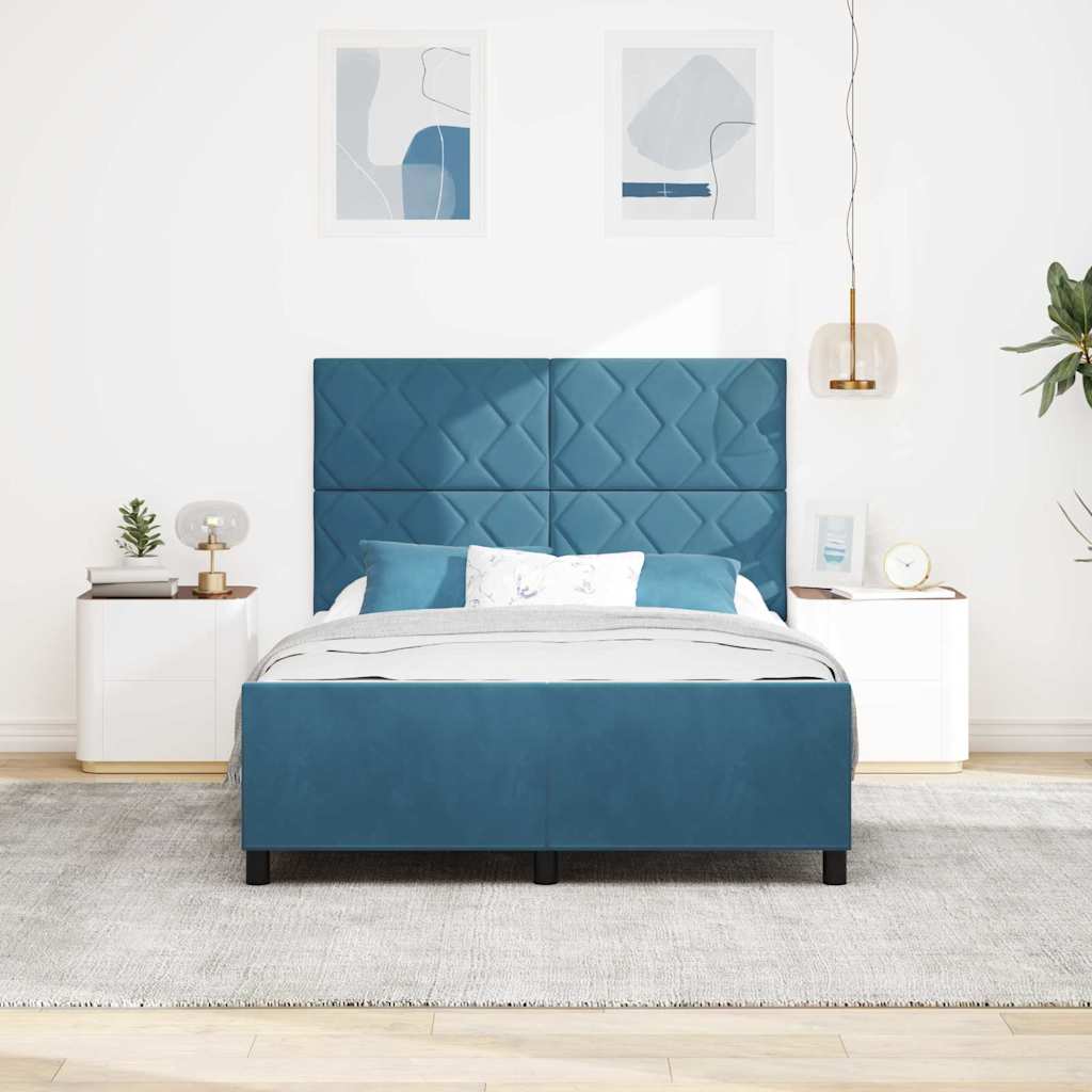 vidaXL Κρεβάτι με ελατήρια Σκούρο Μπλε 160 x 200 cm Βελούδο