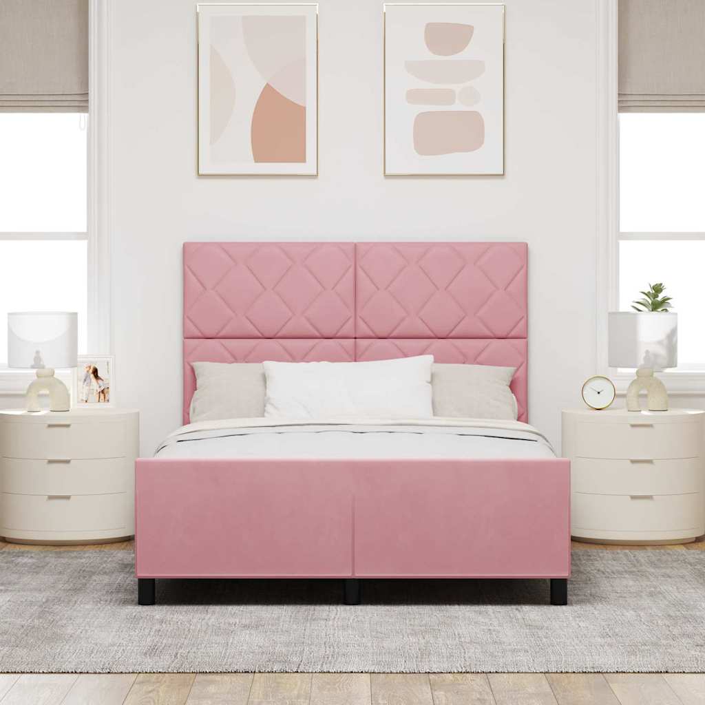 vidaXL Κρεβάτι με ελατήρια με κεφαλάρι Ροζ 160 x 200 cm Βελούδο