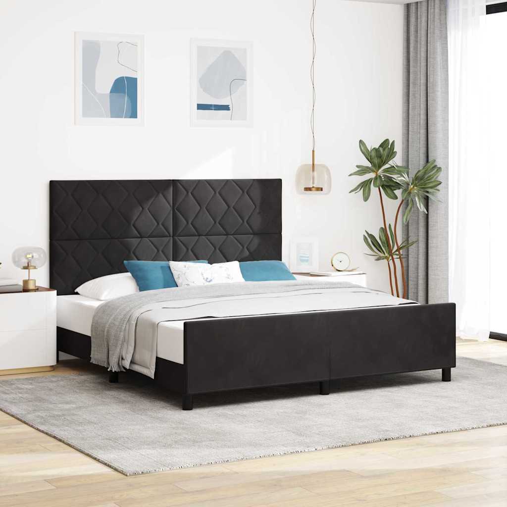 vidaXL Κρεβάτι με ελατήρια με κεφαλάρι Μαύρο 180 x 200 cm Βελούδο
