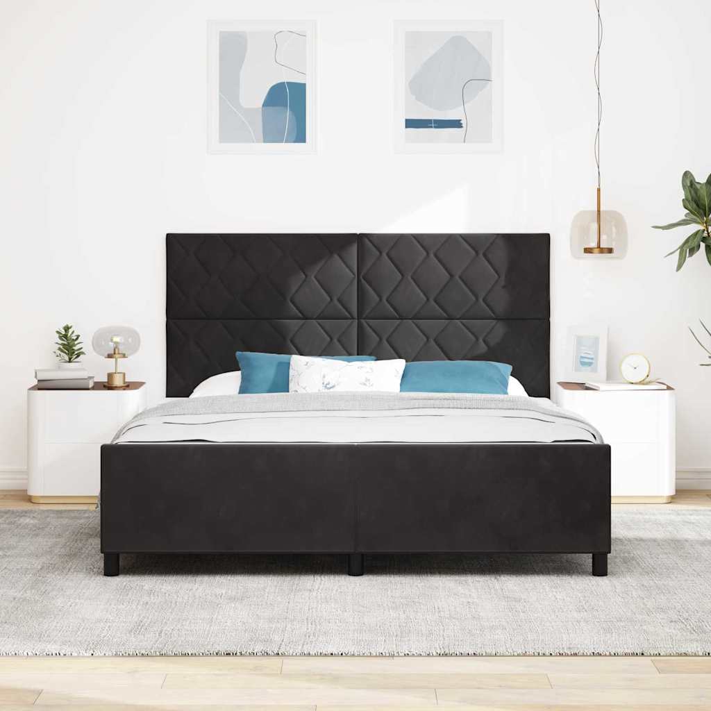 vidaXL Κρεβάτι με ελατήρια με κεφαλάρι Μαύρο 180 x 200 cm Βελούδο