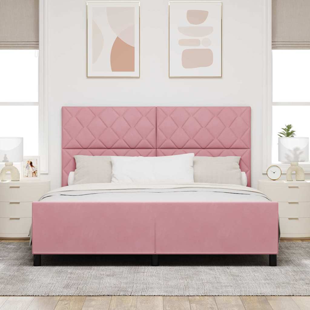 vidaXL Κρεβάτι με ελατήρια με κεφαλάρι Ροζ 180 x 200 cm Βελούδο