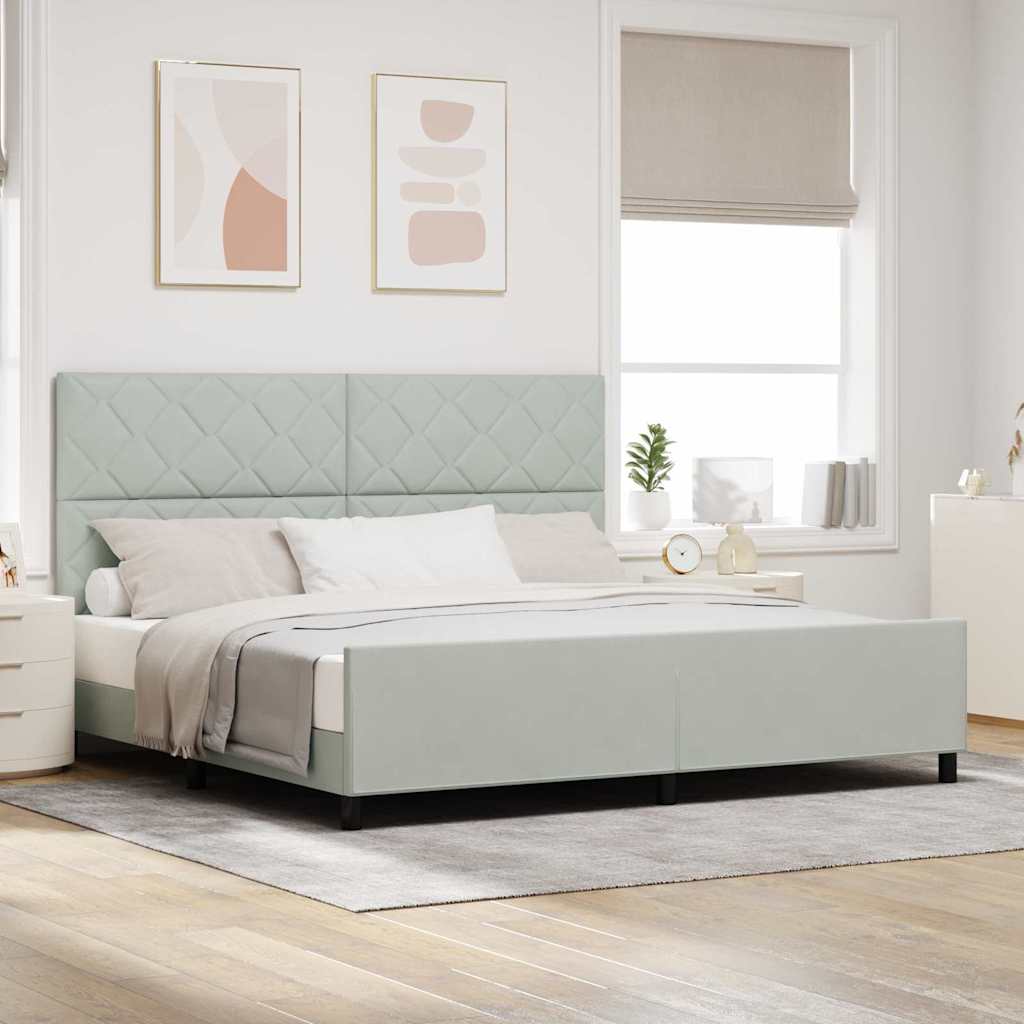 vidaXL Κρεβάτι με ελατήρια Ανοιχτό γκρι 200 x 200 cm Βελούδο