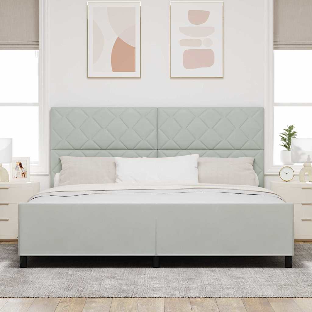 vidaXL Κρεβάτι με ελατήρια Ανοιχτό γκρι 200 x 200 cm Βελούδο