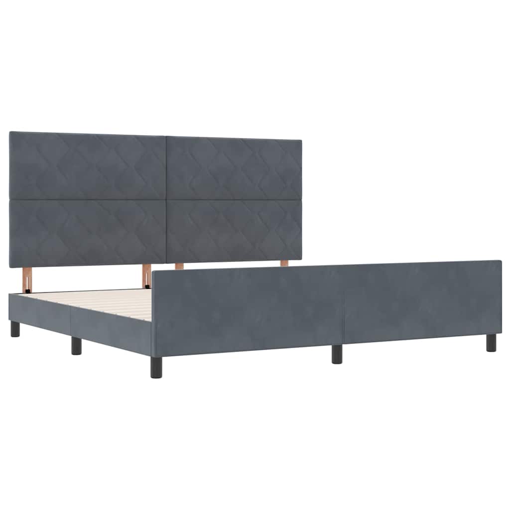 vidaXL Κρεβάτι με ελατήρια Σκούρο γκρι 200 x 200 cm Βελούδο