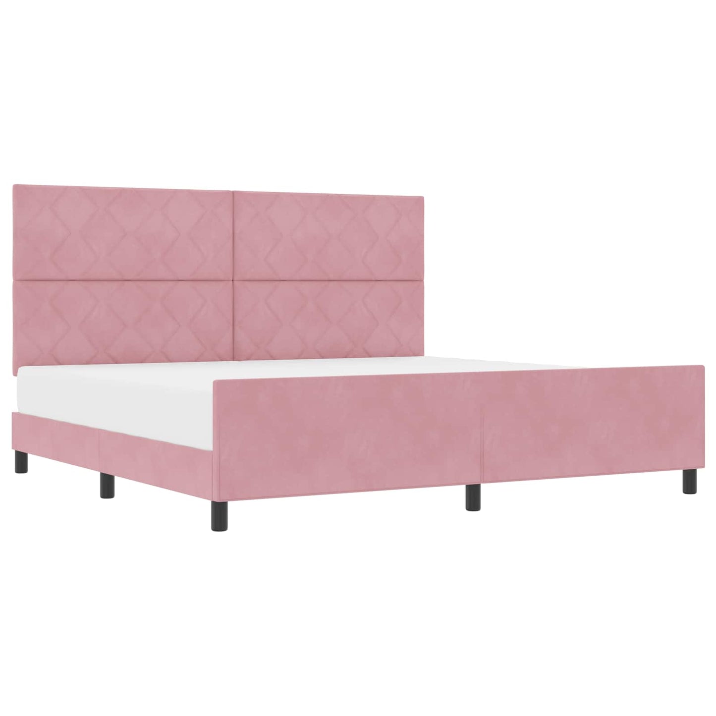 vidaXL Κρεβάτι με ελατήρια με κεφαλάρι Ροζ 200 x 200 cm Βελούδο
