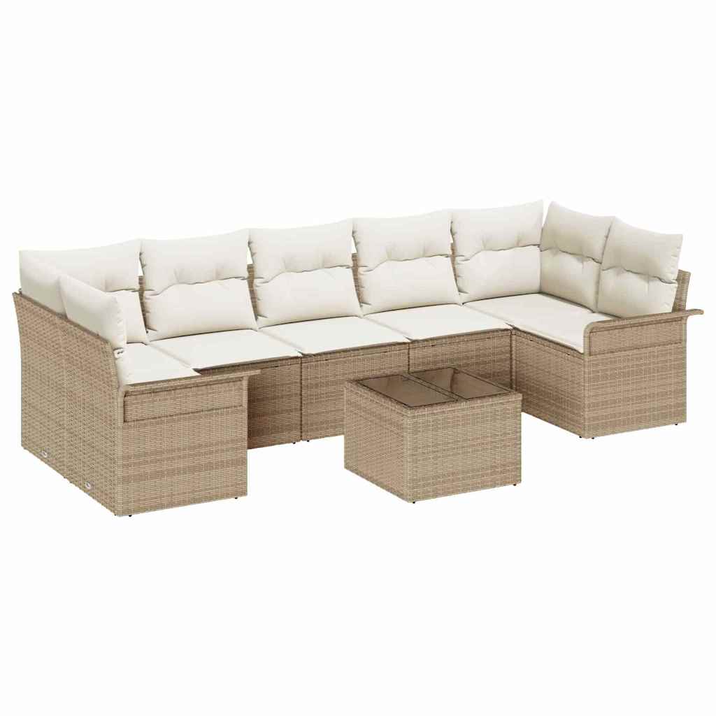 vidaXL Σετ Καναπέ Κήπου 8 pcs Μπεζ και Κρέμα συνθετικό ρατάν