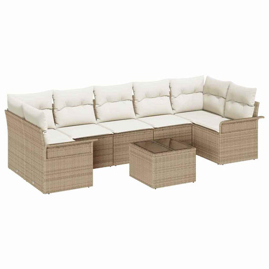 vidaXL Σετ Καναπέ Κήπου 8 pcs Μπεζ και Κρέμα συνθετικό ρατάν