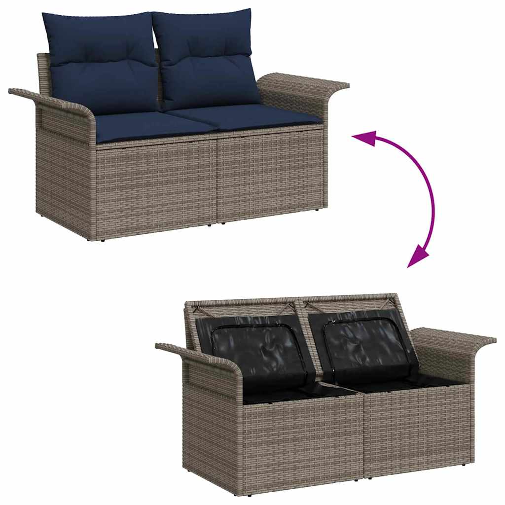 vidaXL Σετ Καναπέ Κήπου 9 pcs Γκρι και Ναυτικό συνθετικό ρατάν
