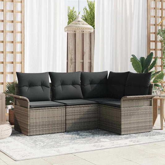 vidaXL Σετ Καναπέ Κήπου με αποθήκευση 4 pcs Γκρι συνθετικό ρατάν