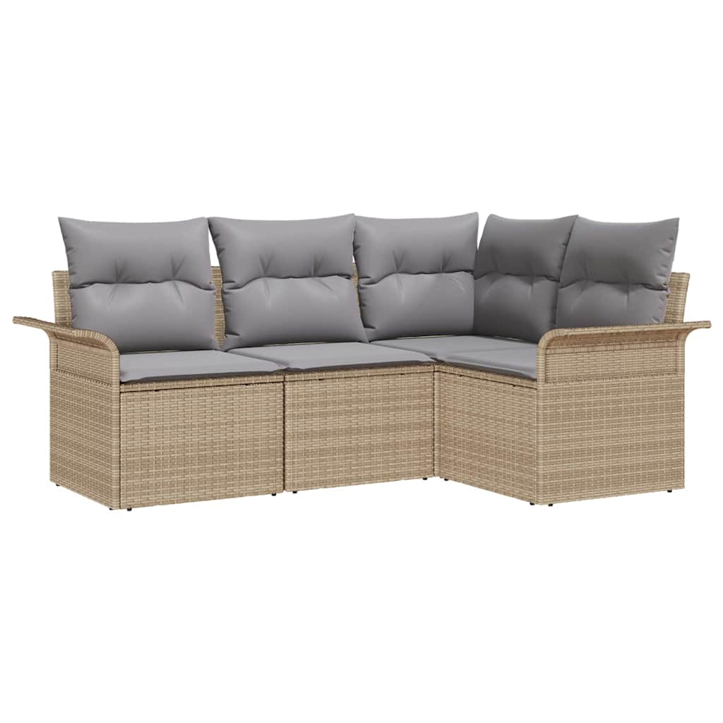 vidaXL Σετ Καναπέ Κήπου με αποθήκευση 4 pcs Μπεζ συνθετικό ρατάν