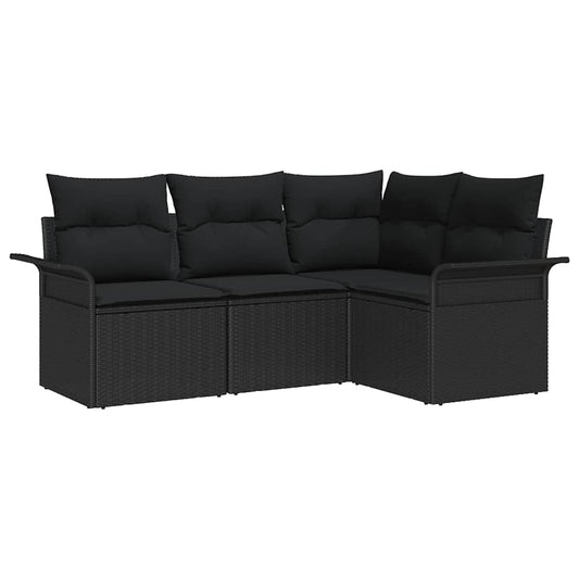 vidaXL Σετ Καναπέ Κήπου με αποθήκευση 4 pcs Μαύρο συνθετικό ρατάν