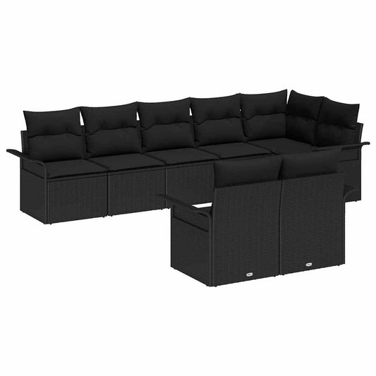 vidaXL Σετ Καναπέ Κήπου με αποθήκευση 8 pcs Μαύρο συνθετικό ρατάν
