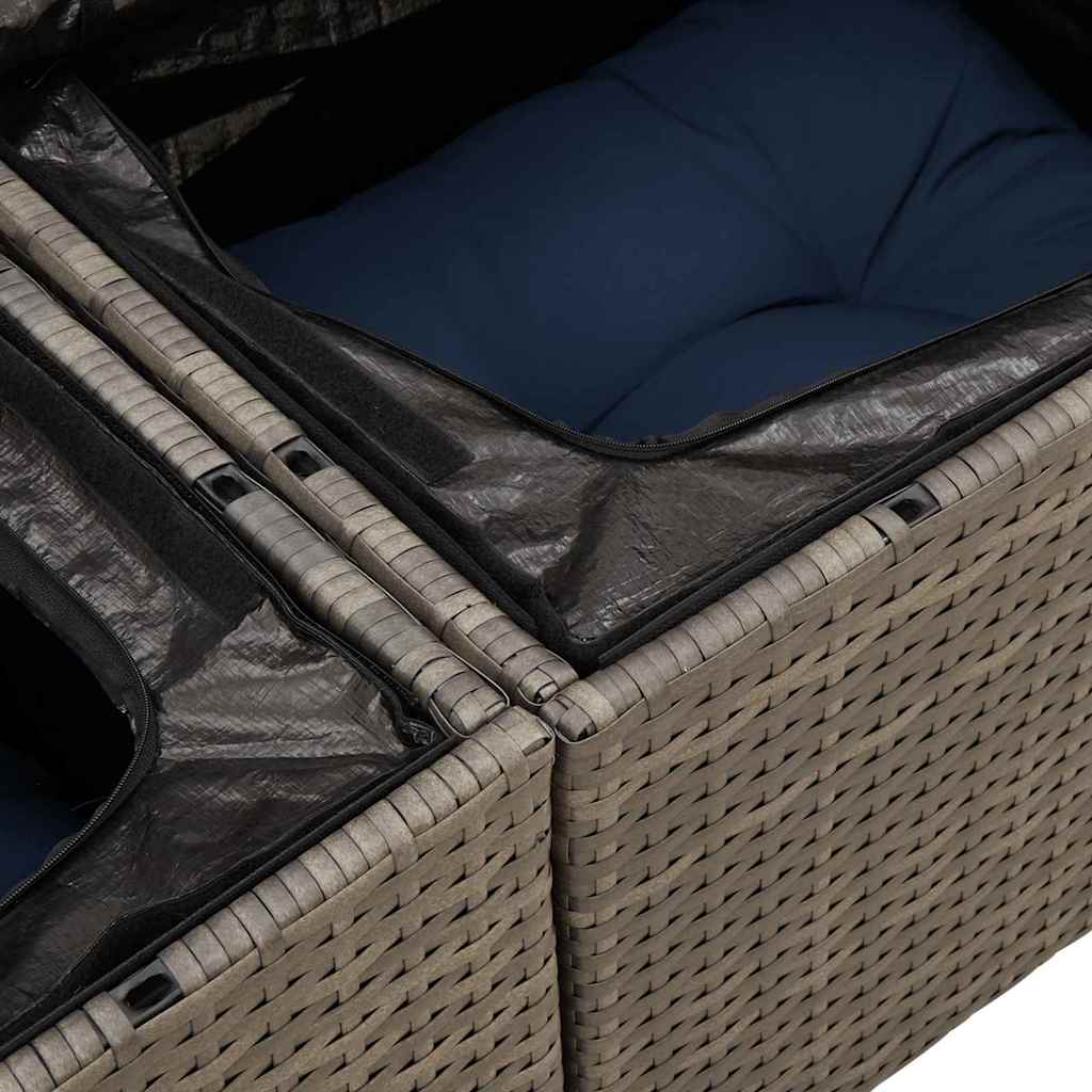 vidaXL Σετ Καναπέ Κήπου με αποθήκευση 8 pcs Γκρι συνθετικό ρατάν