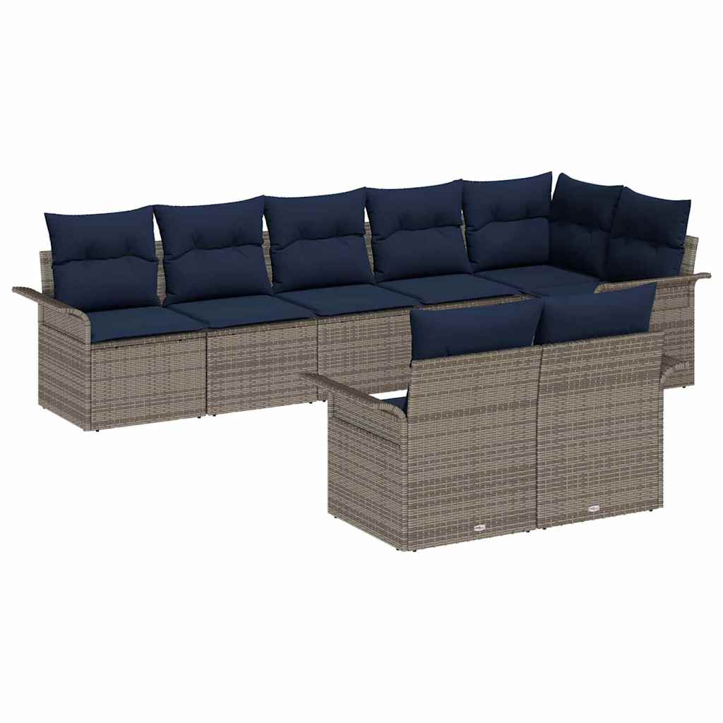 vidaXL Σετ Καναπέ Κήπου με αποθήκευση 8 pcs Γκρι συνθετικό ρατάν