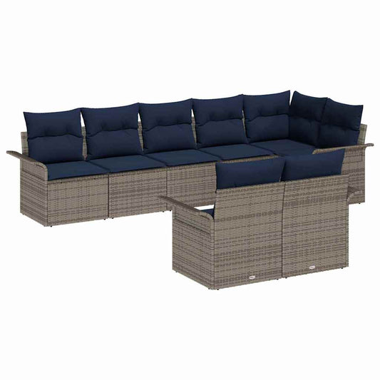 vidaXL Σετ Καναπέ Κήπου με αποθήκευση 8 pcs Γκρι συνθετικό ρατάν