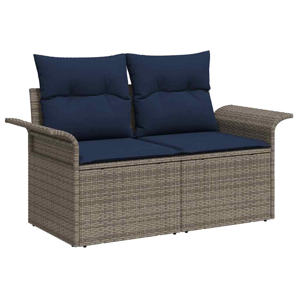 vidaXL Σετ Καναπέ Κήπου με αποθήκευση 8 pcs Γκρι συνθετικό ρατάν