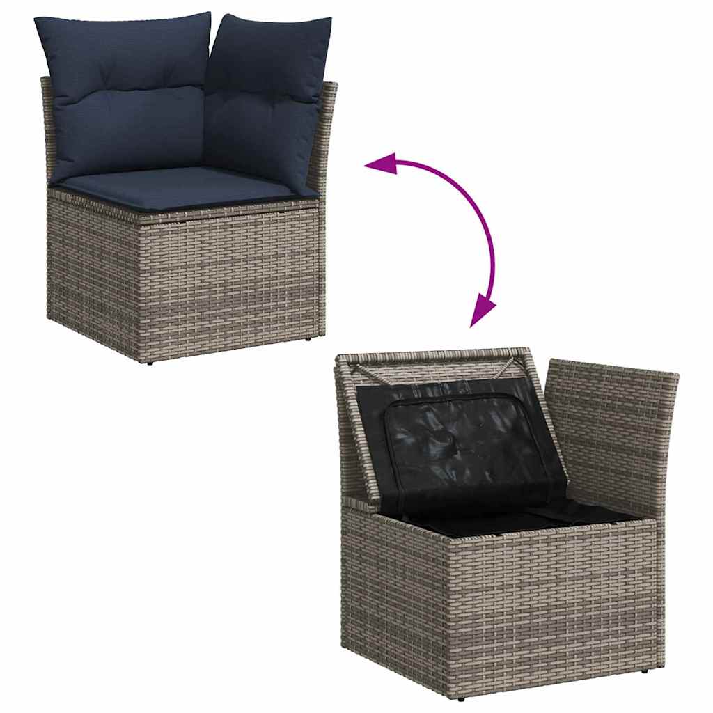 vidaXL Σετ Καναπέ Κήπου με αποθήκευση 8 pcs Γκρι συνθετικό ρατάν