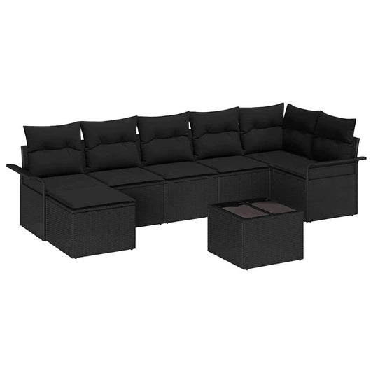vidaXL Σετ Καναπέ Κήπου με αποθήκευση 8 pcs Μαύρο συνθετικό ρατάν