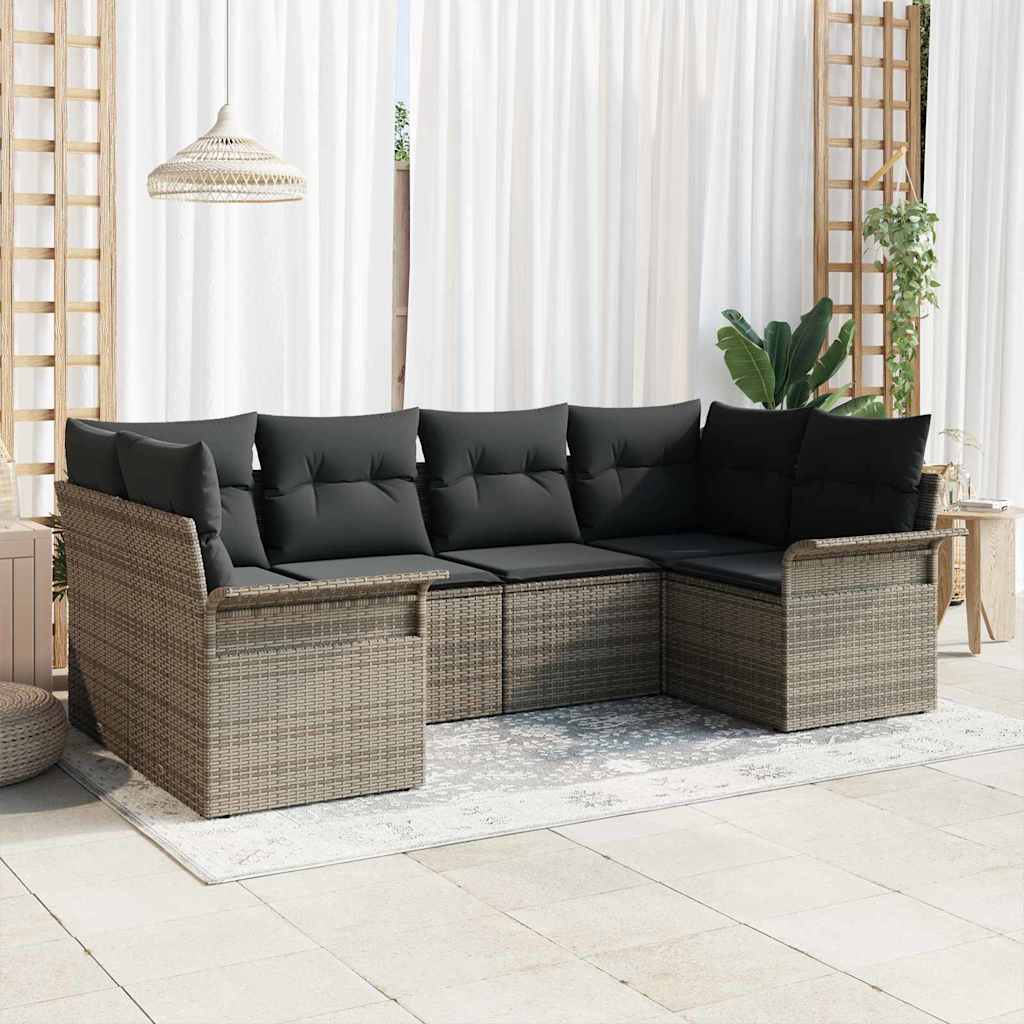 vidaXL Σετ Καναπέ Κήπου με αποθήκευση 6 pcs Γκρι Πολυ ράταν