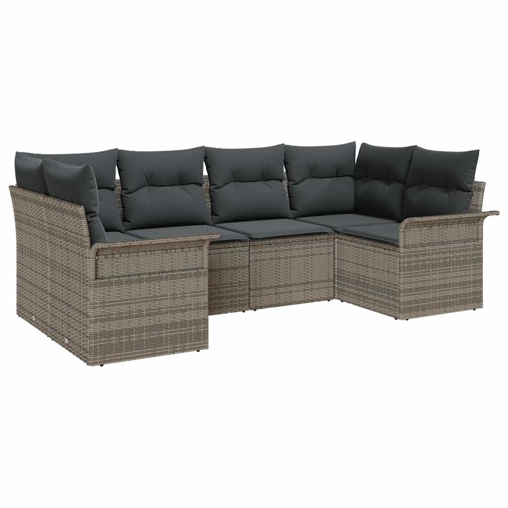vidaXL Σετ Καναπέ Κήπου με αποθήκευση 6 pcs Γκρι Πολυ ράταν