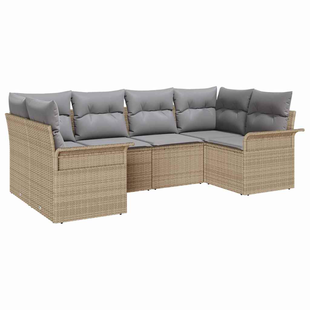 vidaXL Σετ Καναπέ Κήπου με αποθήκευση 6 pcs Μπεζ Πολυ ράταν