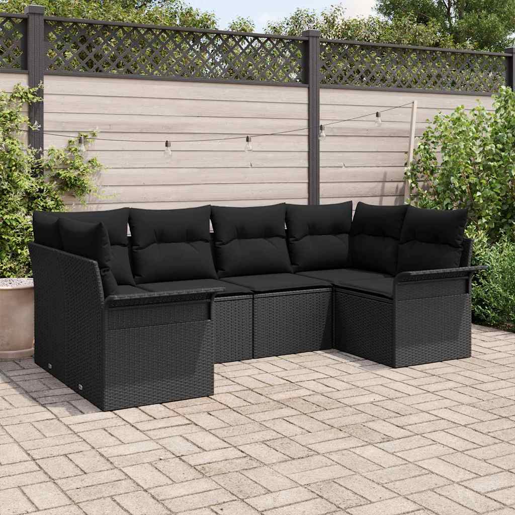vidaXL Σετ Καναπέ Κήπου με αποθήκευση 6 pcs Μαύρο Πολυ ράταν