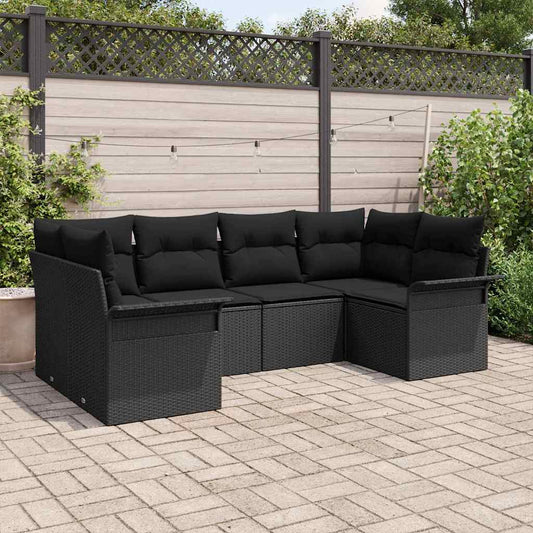 vidaXL Σετ Καναπέ Κήπου με αποθήκευση 6 pcs Μαύρο Πολυ ράταν