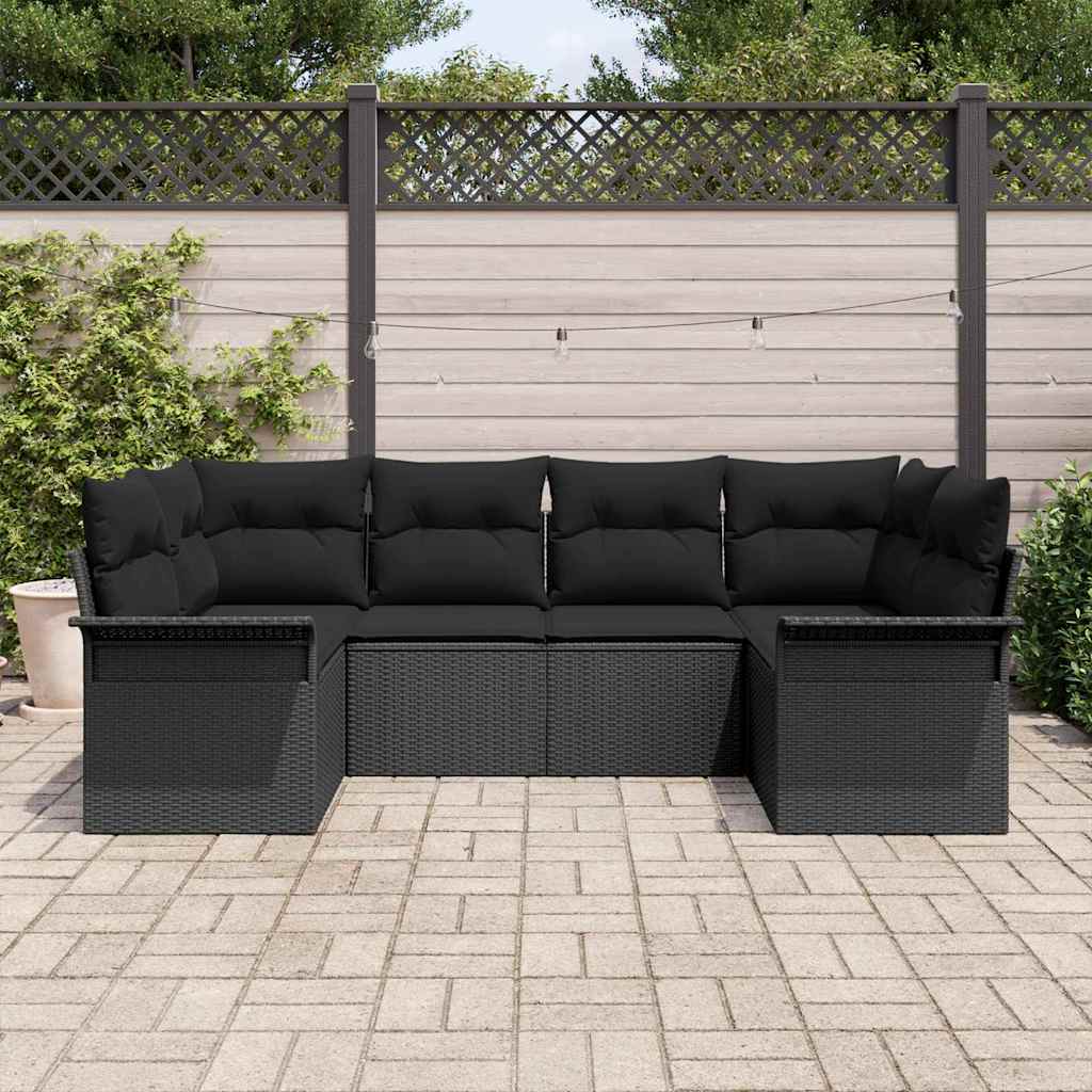 vidaXL Σετ Καναπέ Κήπου με αποθήκευση 6 pcs Μαύρο Πολυ ράταν