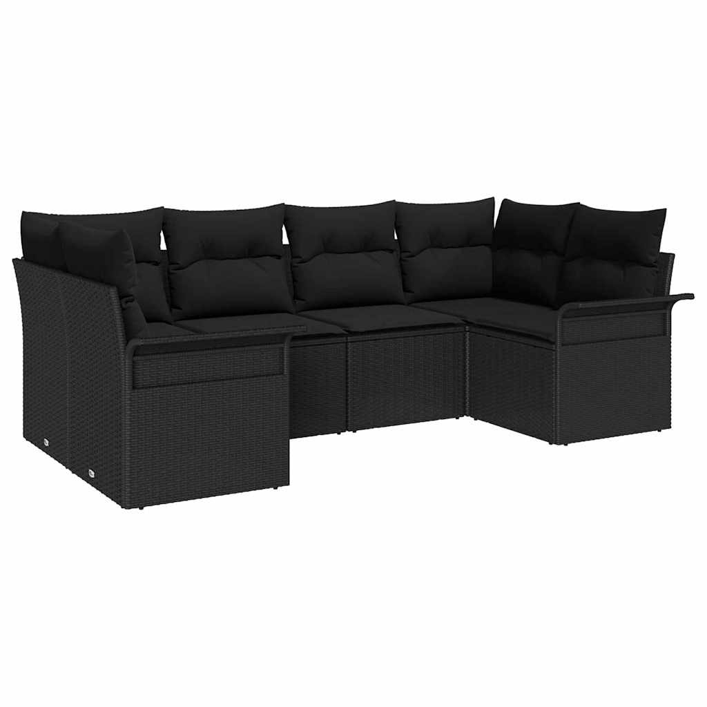 vidaXL Σετ Καναπέ Κήπου με αποθήκευση 6 pcs Μαύρο Πολυ ράταν