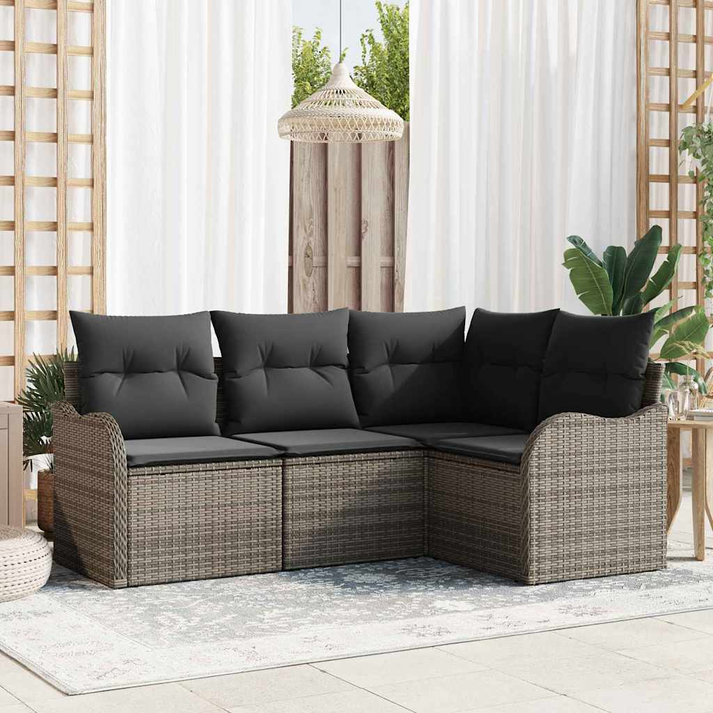 vidaXL Σετ Καναπέ Κήπου με αποθήκευση 4 pcs Γκρι συνθετικό ρατάν