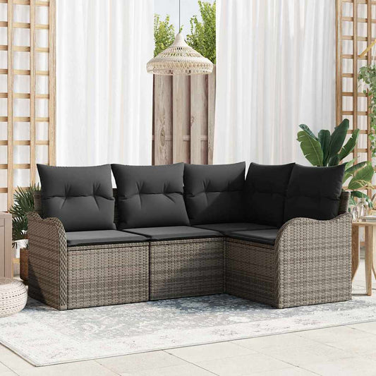 vidaXL Σετ Καναπέ Κήπου με αποθήκευση 4 pcs Γκρι συνθετικό ρατάν
