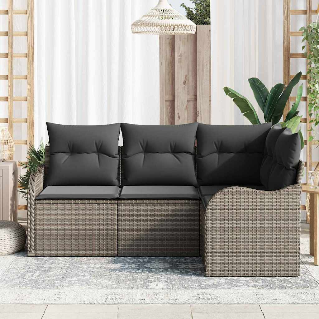 vidaXL Σετ Καναπέ Κήπου με αποθήκευση 4 pcs Γκρι συνθετικό ρατάν